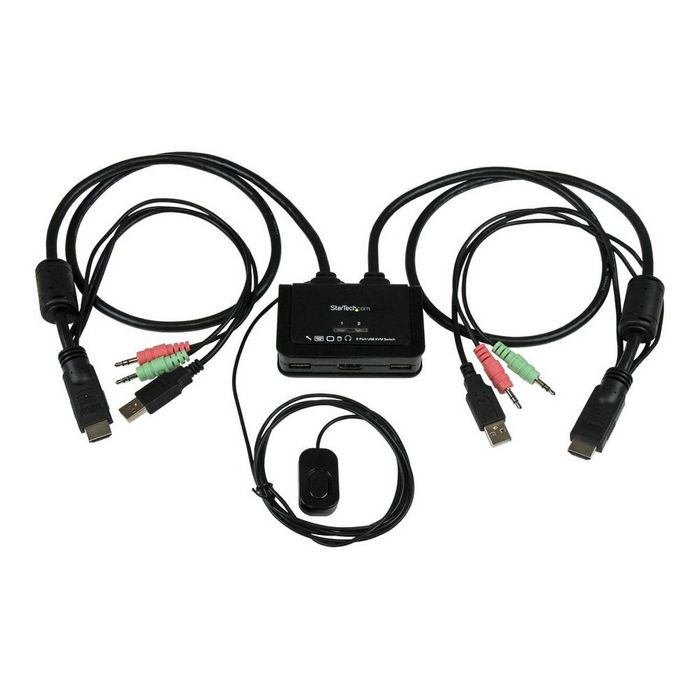 StarTech.com 2 Port USB HDMI Cable KVM Switch with Audio and Remote Switch - USB Powered KVM with HDMI - Dual Port HDMI KVM Switch (SV211HDUA) - KVM / audio switch - 2 ports
 - SV211HDUA