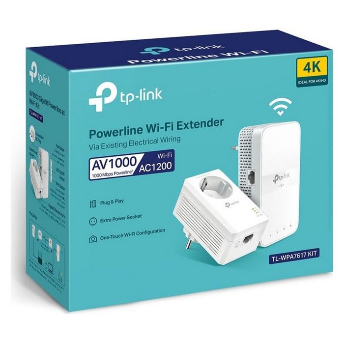 TP-Link TL-WPA7617 KIT V1 - Powerline Wi-Fi Kit - bridge - 802.11a/b/g/n/ac - wall-pluggable - with TP-Link TL-PA7017P
 - TL-WPA7617 KIT