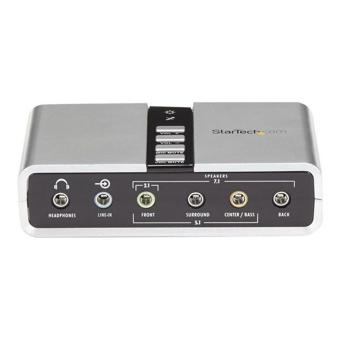 StarTech.com 7.1 USB Sound Card - External Sound Card for Laptop with SPDIF Digital Audio - Sound Card for PC - Silver (ICUSBAUDIO7D) - sound card
 - ICUSBAUDIO7D
