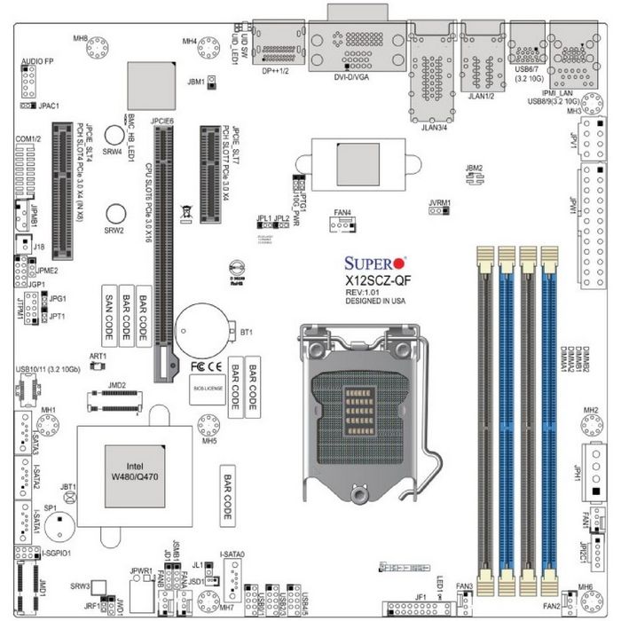 SUPERMICRO X12SCZ-F - motherboard - micro ATX - LGA1200 Socket - W480
 - MBD-X12SCZ-F-O