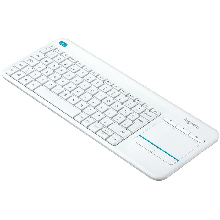 Logitech K400 Plus Wireless Touch Wireless Keyboard White (Unifying, SLO Engraving)