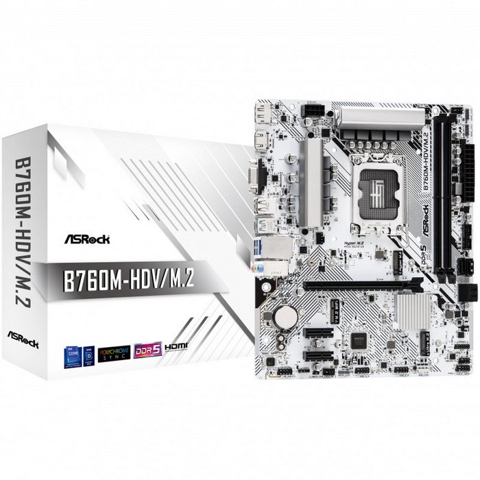 ASRock B760M-HDV/M.2, Intel B760 Mainboard - Sockel 1700, DDR5-90-MXBMJ0-A0UAYZ