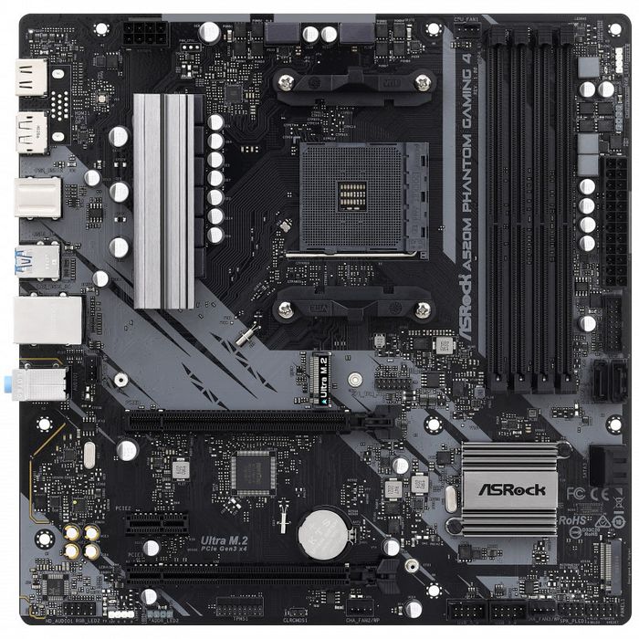 ASRock A520M Phantom Gaming 4 Mainboard - A520-Chipsatz, Sockel AM4, DDR4-90-MXBEK0-A0UAYZ