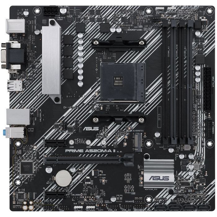 ASUS Prime A520M-A II/CSM, AMD A520 Mainboard, Socket AM4, DDR4 90MB17H0-M0EAYC