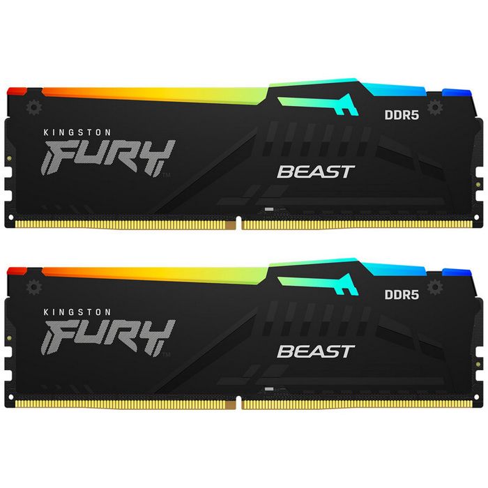 Kingston Fury Beast RGB, DDR5-5600 CL40, Intel XMP 3.0 - 16 GB Dual-Kit KF556C40BBAK2-16