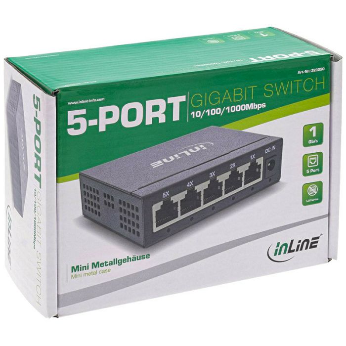 InLine Gigabit Network Switch 5-Port, 1GBit/s, Fanless 32305O