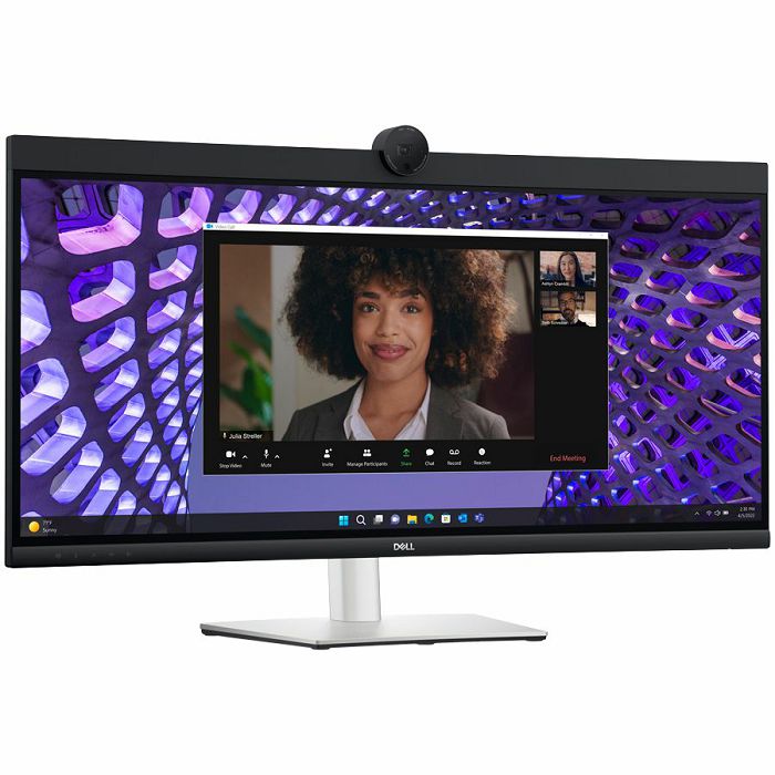 Monitor DELL P3424WEB Curved Video Conferencing 34", 3440x1440 WQHD, IPS Antiglare, 21:9, 1000:1, 300 cd/m2, 8ms/5ms, 178/178, DP, HDMI, 2xUSB-C (DP/PD), USB-B, 2xUSB 3.2, RJ-45, 2x5W Speakers, Cam, M