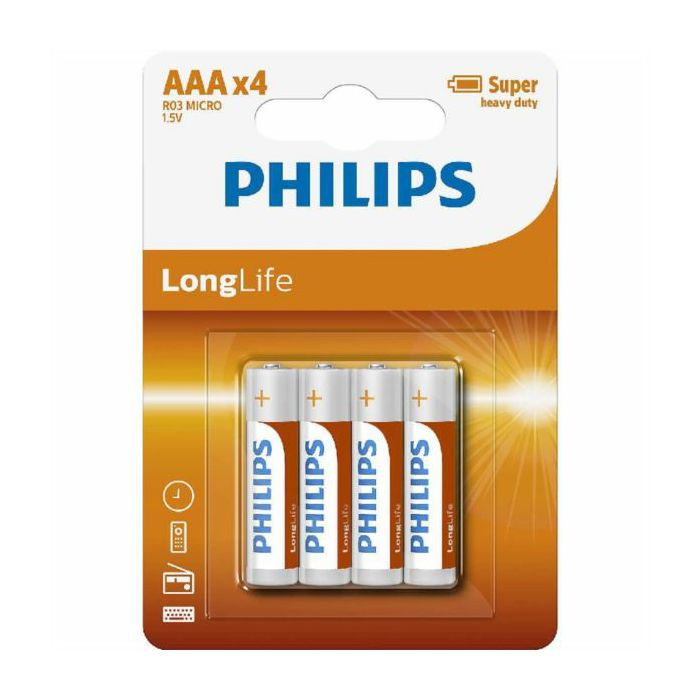 PHILIPS BATTERY - AAA LONGLIFE BLISTER 4 PCS (R03)