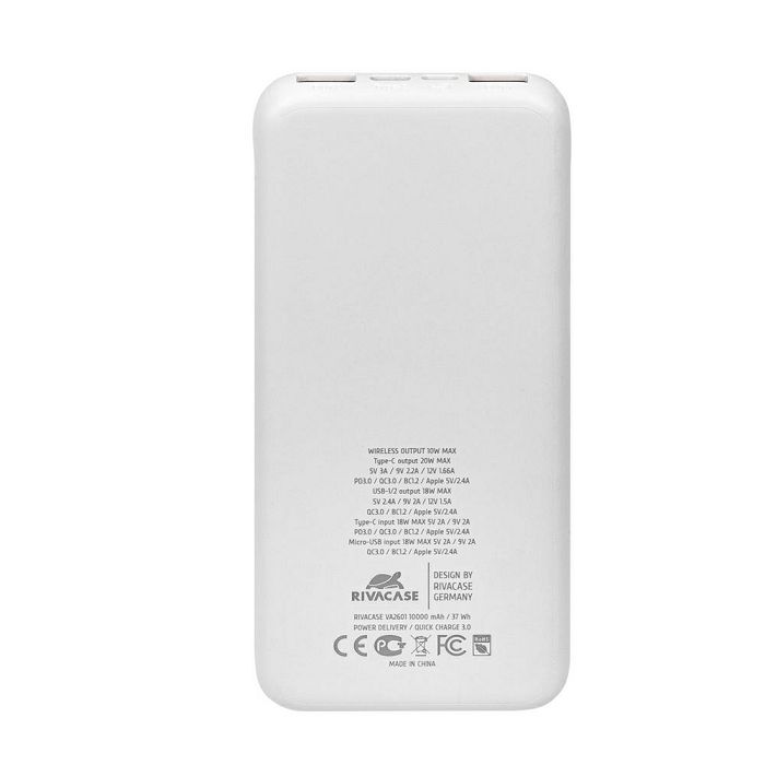 Rivacase VA2601 10000mAh wireless rechargeable portable battery.