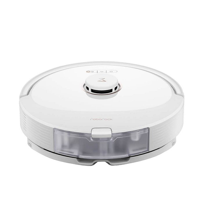 Roborock Q8 Max+ robot vacuum cleaner with self-emptying station, white.