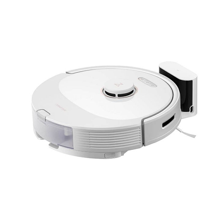 Roborock Q8 Max+ robot vacuum cleaner with self-emptying station, white.