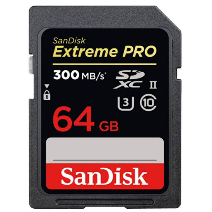 SanDisk Extreme PRO 64GB SDXC up to 300MB/s, UHS-II, Class 10, U3, V90