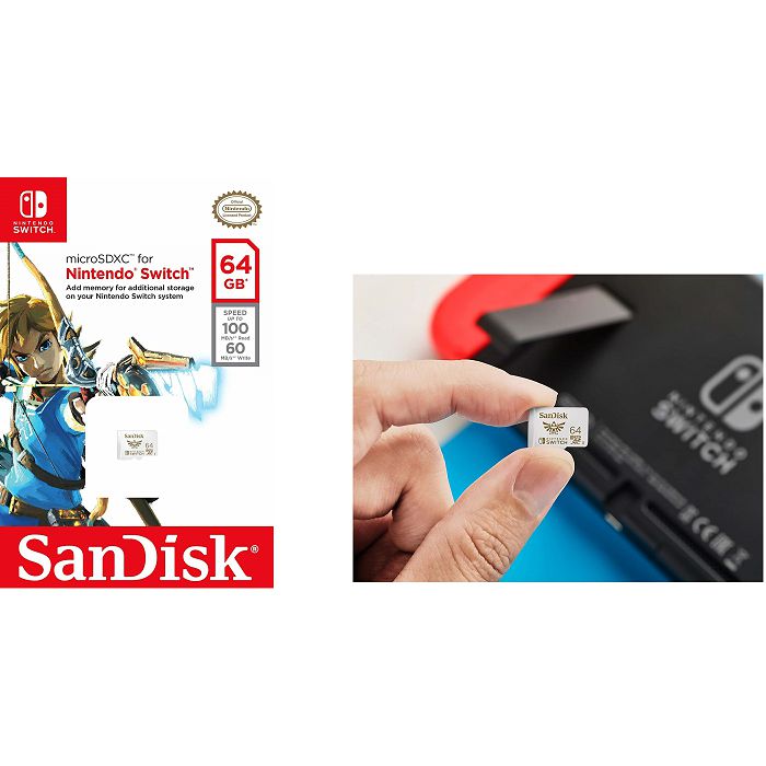 SanDisk microSDXC for Nintendo Switch 64GB up to 100MB s read 60MB