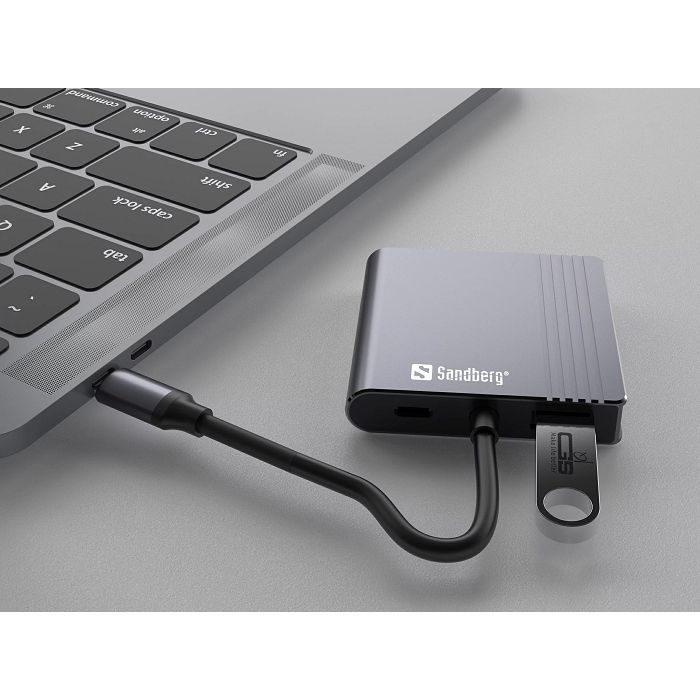 Sandberg USB-C 2xHDMI + USB + Power Delivery docking station for 2 monitors