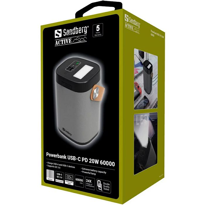 Sandberg Powerbank USB-C PD 20W 60000mAh portable battery