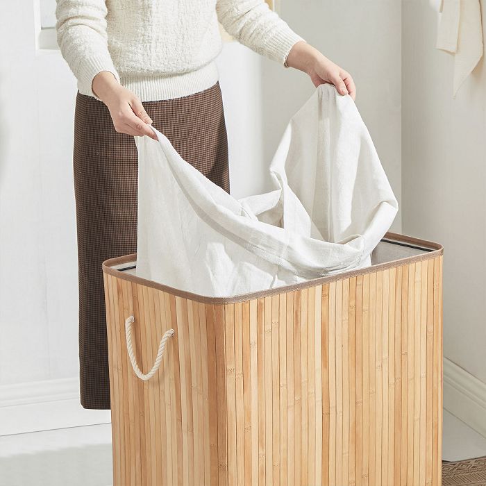 SONGMICS laundry basket Bamboo 3 x 50L