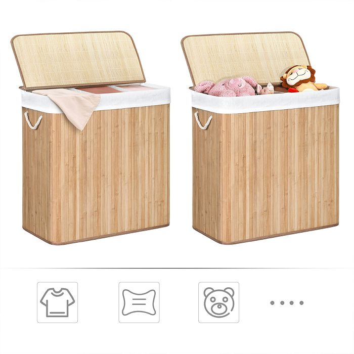 SONGMICS laundry basket Bamboo 3 x 50L