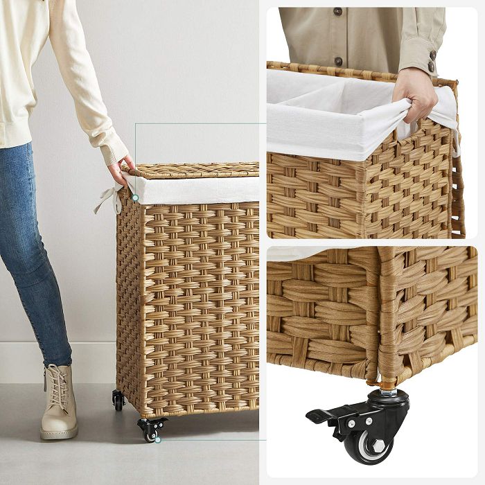 SONGMICS Laundry basket Bamboo 66 x 33 x 60 cm NATURAL
