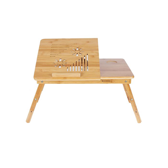 SONGMICS Laptop Desk Bamboo with Drawer 55 x 35 x (21 - 29) cm Natural.