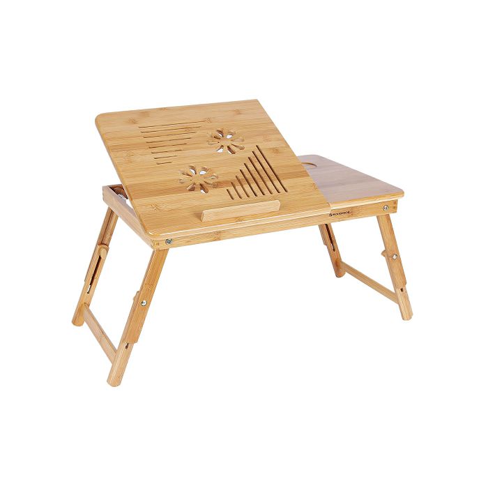 SONGMICS Laptop Desk Bamboo with Drawer 55 x 35 x (21 - 29) cm Natural.