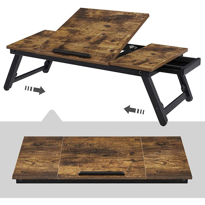 SONGMICS Laptop table RUSTIC with drawer rustic