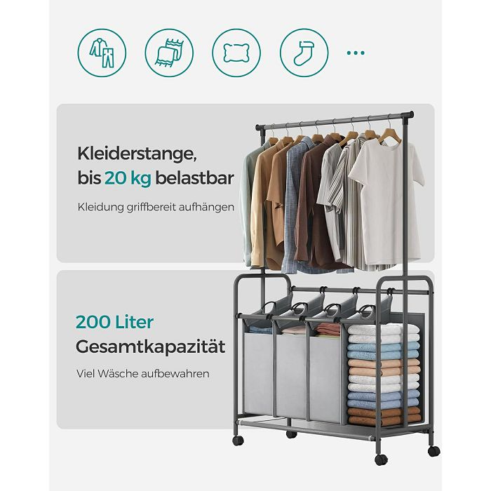 SONGMICS Laundry basket with 4 compartments RLS44GS