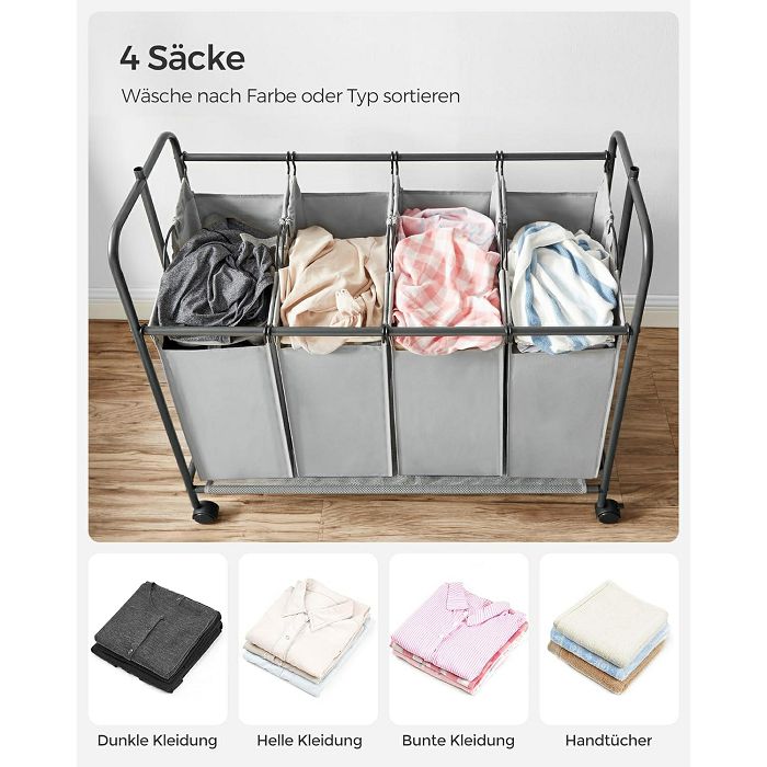 SONGMICS Laundry basket with 4 compartments RLS44GS