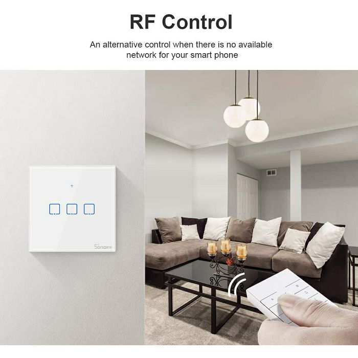SONOFF smart wall switch Wi-Fi + RF433 triple T1EU3C-TX