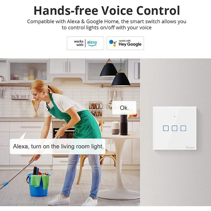 SONOFF smart wall switch Wi-Fi + RF433 triple T1EU3C-TX