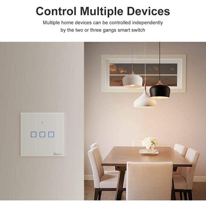 SONOFF smart wall switch Wi-Fi + RF433 triple T1EU3C-TX