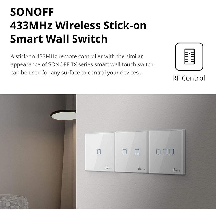 SONOFF wireless smart wall switch 433MHz single T2EU1C-RF