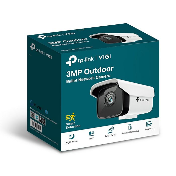 TP-LINK VIGI 3MP Smart IR outdoor surveillance camera (up to 2304x1296 H.265+ and 30fps)
