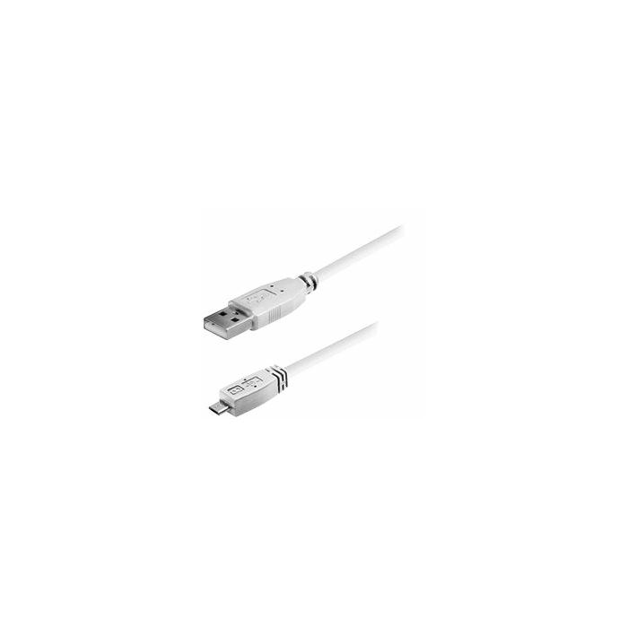 Transmedia USB typeA plug-Micro USB typeB 1m, white