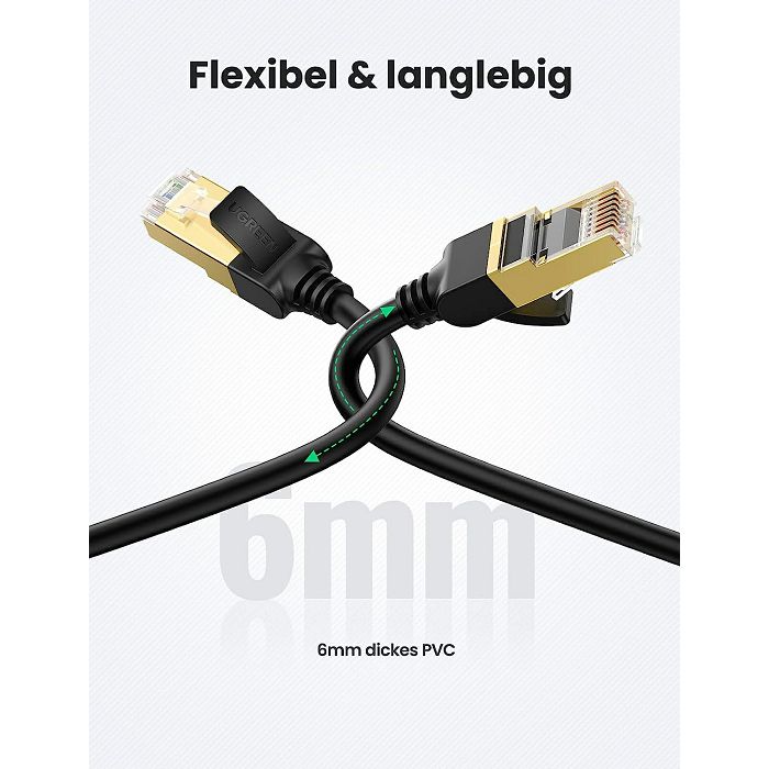 Ugreen Cat7 RJ45 gigabit network cable 10 Gbps, 600 Mhz/s 1m