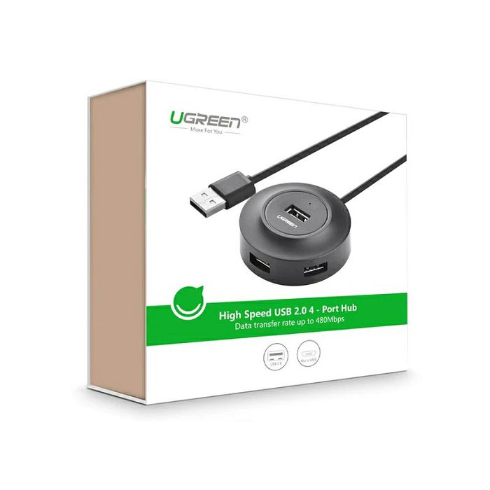 Ugreen USB 2.0 4 port HUB BLACK 1M - box