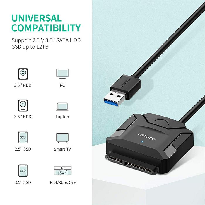 Ugreen 20611 USB 3.0 to SATA adapter for 2.5"/3.5" SATA HDD/SSD