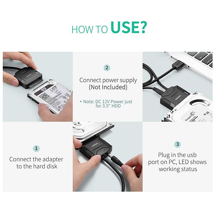 Ugreen 20611 USB 3.0 to SATA adapter for 2.5"/3.5" SATA HDD/SSD