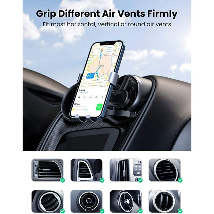 Ugreen Gravity car phone holder for installation in air vents.