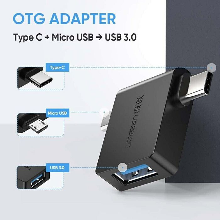 Ugreen OTG adapter USB 3.0 to USB-C / micro USB.