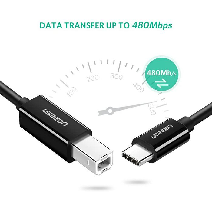 Heated USB-C (M) 2.0 to USB-B (M) 2m printer cable