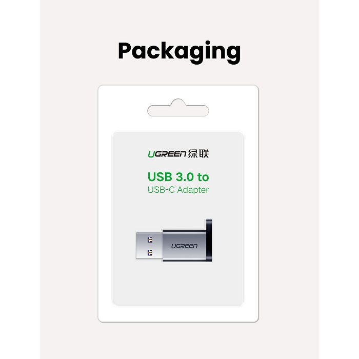 Ugreen USB 3.0-A to USB-C adapter gray - blister