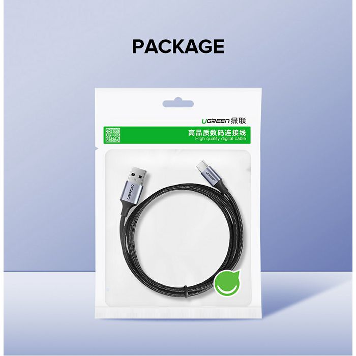 UGREEN USB 2.0 A to USB-C cable 0.25m (white) - polybag