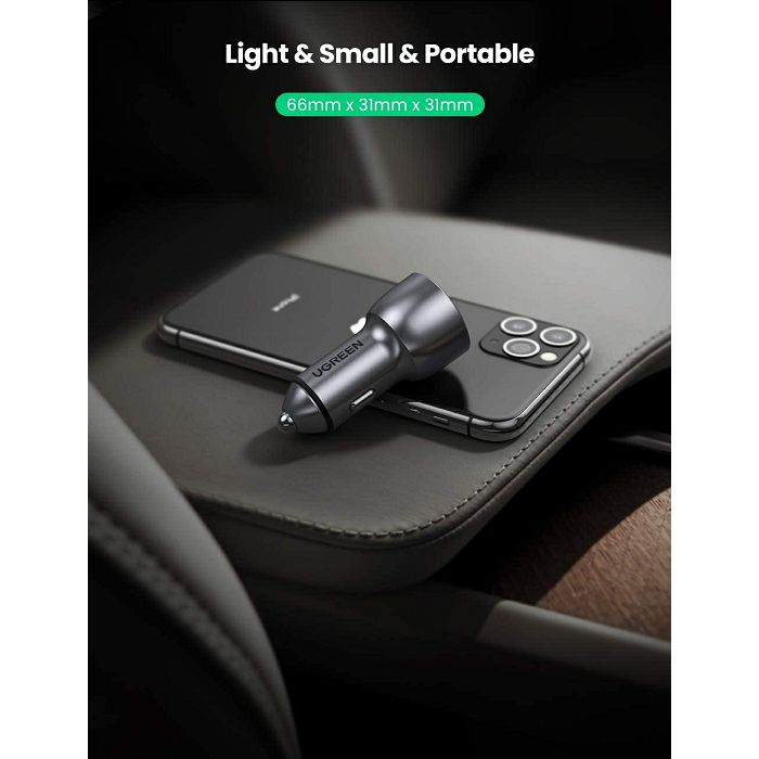 Ugreen car charger USB + USB-C PD 36W gray - box