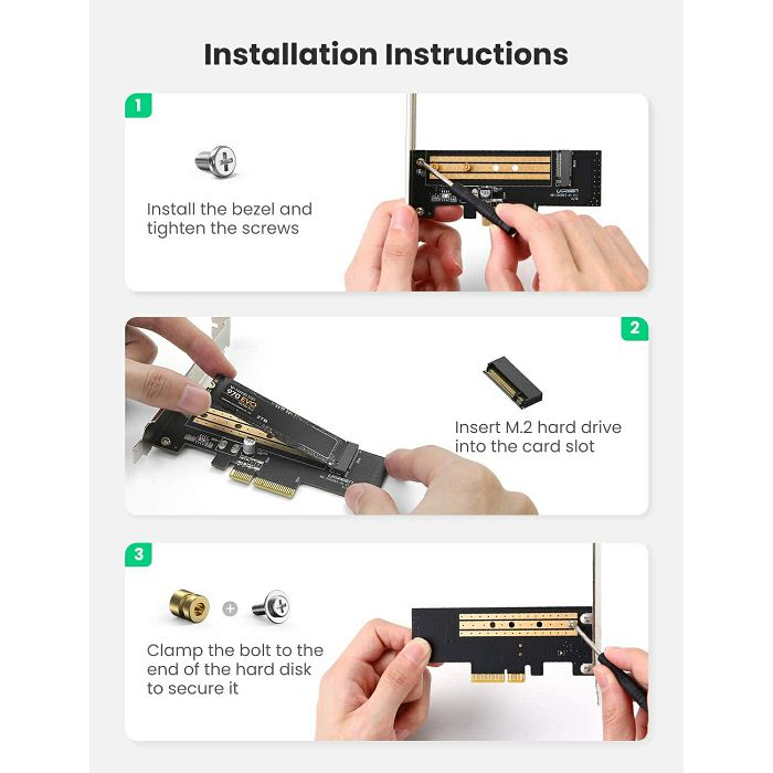 Ugreen M.2 PCIe NVME to PCIe 3.0 x4 x8 x16 adapter - box