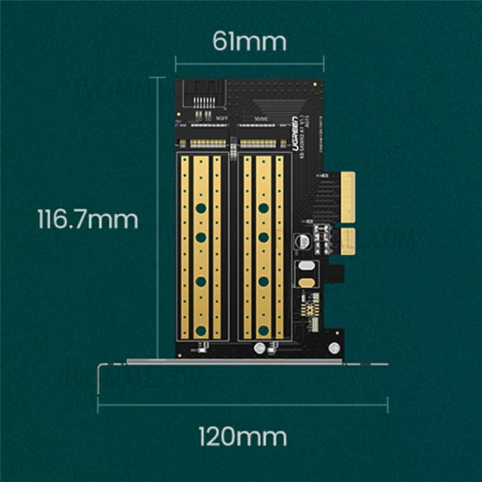 Ugreen 70504 M2 / M.2 NVME to PCI-E 3.0 expansion card with M.2 SATA support