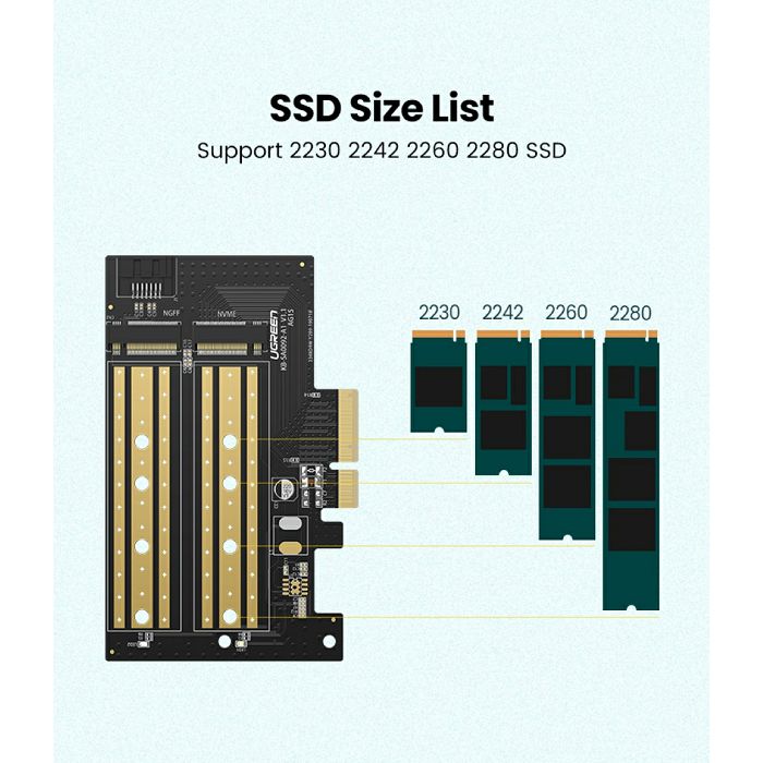 Ugreen 70504 M2 / M.2 NVME to PCI-E 3.0 expansion card with M.2 SATA support