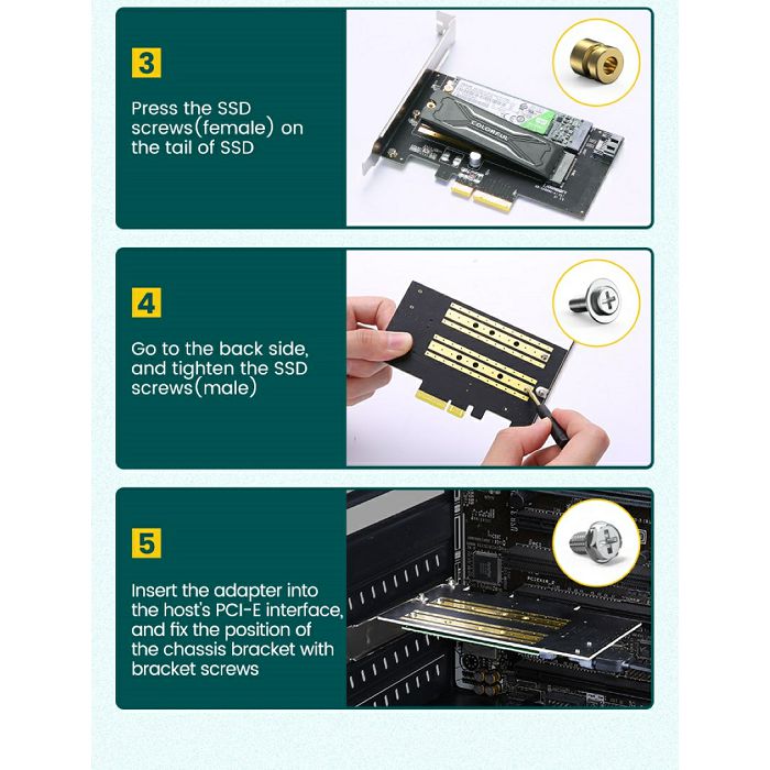 Ugreen 70504 M2 / M.2 NVME to PCI-E 3.0 expansion card with M.2 SATA support