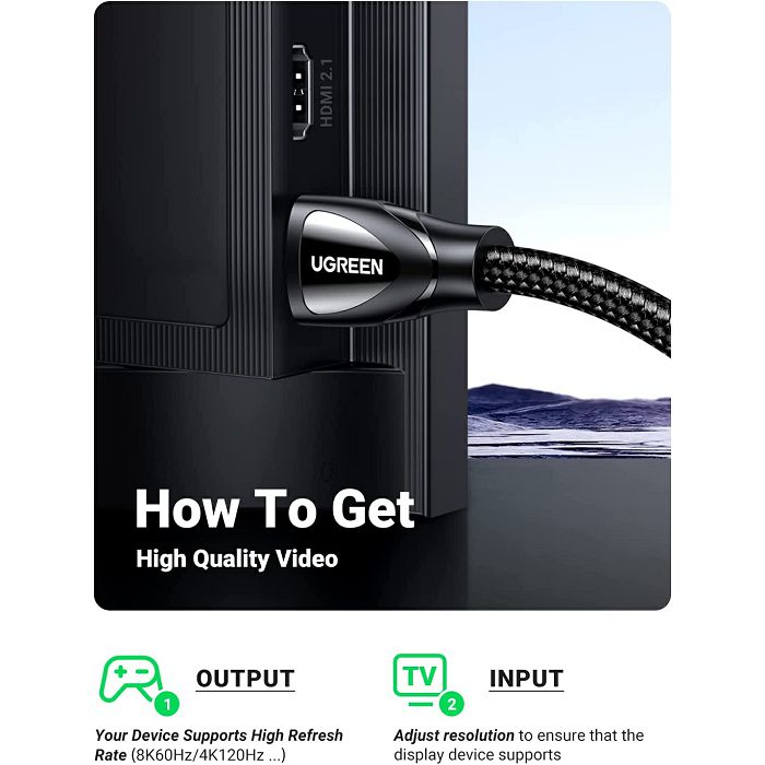 Ugreen 8K HDMI cable 2.1 8K@60Hz 4K@120Hz, 5M - box