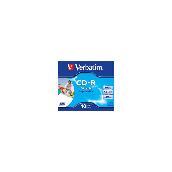 CD-R Verbatim 700MB 52× DataLife+ Wide PRINTABLE 10 pack JC