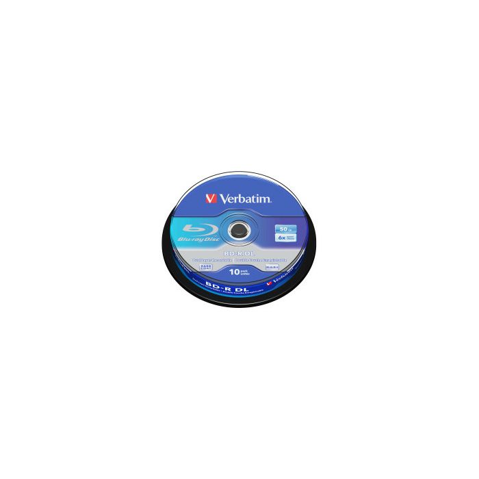 DVD Blu-Ray Verbatim BD-R DL 6× 50GB White Blue Surface Scratch Guard Plus 10 pack spindle